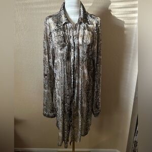 Women’s Snakeskin Print Long Sleeve Shirt Dress